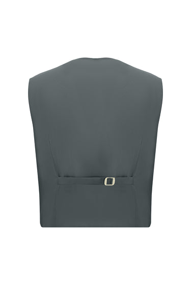 Koyu Füme Slim Fit Dar Kesim Yünlü Kombinli Yelekli Takım Elbise