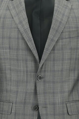  Açık Gri Slim Fit Dar Kesim Ekose Takım Elbise