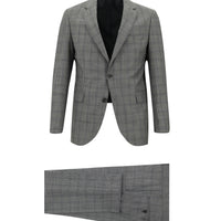 Açık Füme Slim Fit Dar Kesim Ekose Takım Elbise