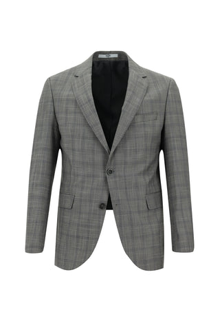  Açık Füme Slim Fit Dar Kesim Ekose Takım Elbise