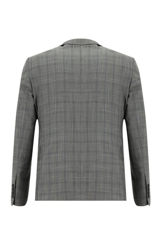  Açık Füme Slim Fit Dar Kesim Ekose Takım Elbise