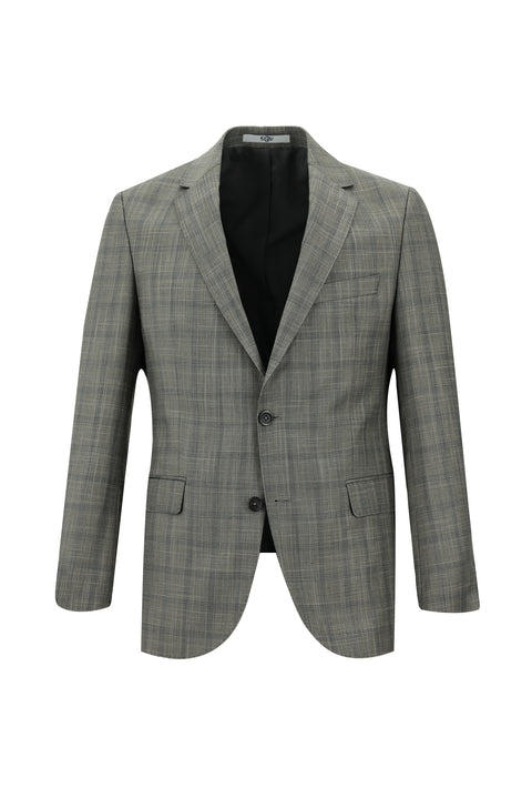 Orta Füme 7 Drop Slim Fit Dar Kesim Ekose Takım Elbise