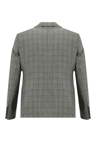  Orta Füme Slim Fit Dar Kesim Ekose Takım Elbise