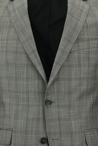  Orta Füme Slim Fit Dar Kesim Ekose Takım Elbise