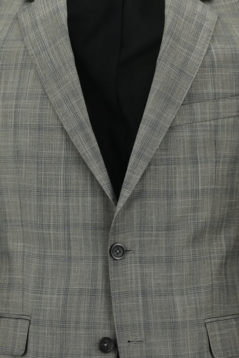 Orta Füme 7 Drop Slim Fit Dar Kesim Ekose Takım Elbise