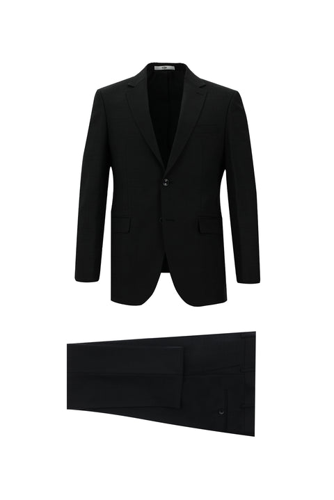 Siyah 7 Drop Slim Fit Dar Kesim Ekose Takım Elbise