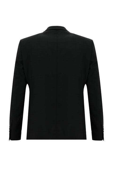 Siyah 7 Drop Slim Fit Dar Kesim Ekose Takım Elbise