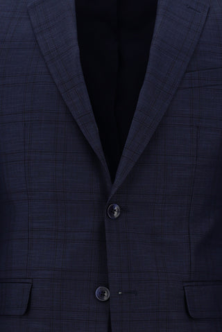  Açık Lacivert Slim Fit Dar Kesim Ekose Takım Elbise