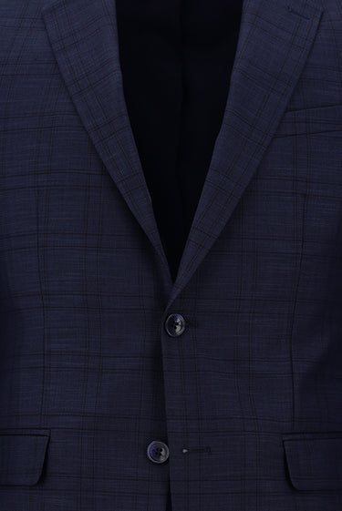 Açık Lacivert Slim Fit Dar Kesim Ekose Takım Elbise