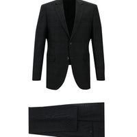 Koyu Antrasit Slim Fit Dar Kesim Ekose Takım Elbise