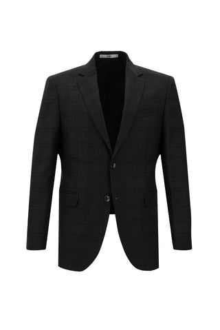  Koyu Antrasit Slim Fit Dar Kesim Ekose Takım Elbise