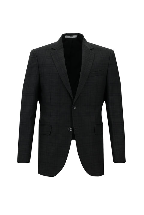 Koyu Antrasit 7 Drop Slim Fit Dar Kesim Ekose Takım Elbise