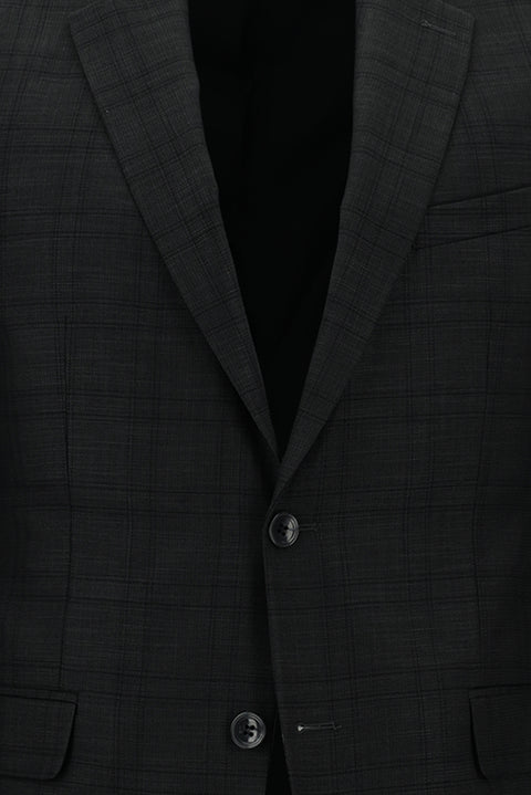 Koyu Antrasit 7 Drop Slim Fit Dar Kesim Ekose Takım Elbise