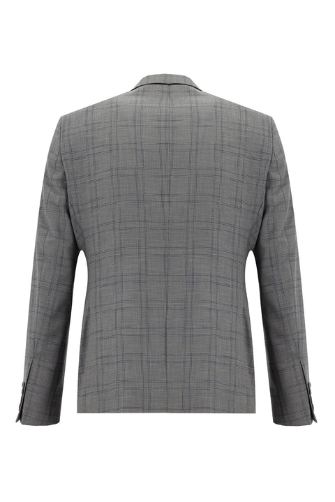 Açık Vizon 7 Drop Slim Fit Dar Kesim Ekose Takım Elbise