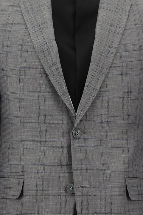 Açık Vizon 7 Drop Slim Fit Dar Kesim Ekose Takım Elbise