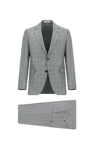  Orta Gri Ekose Takım Elbise