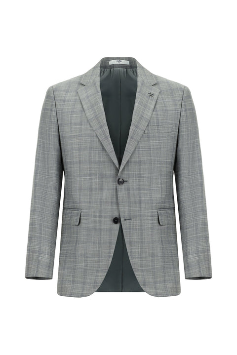 Orta Gri 7 Drop Slim Fit Dar Kesim Ekose Takım Elbise