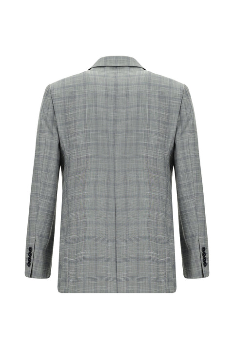 Orta Gri 7 Drop Slim Fit Dar Kesim Ekose Takım Elbise