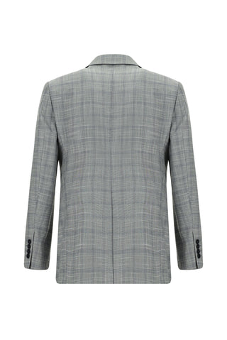  Orta Gri 7 Drop Slim Fit Dar Kesim Ekose Takım Elbise