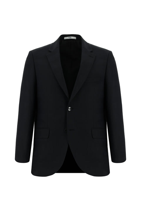 Black 4-Drop Relaxed Fit Patterned Suit