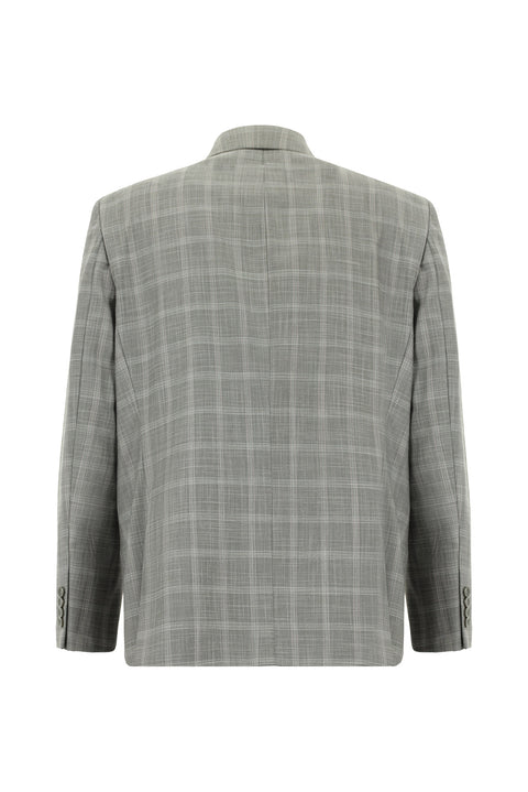 Açık Gri 4 Drop Relaxed Fit Rahat Kesim Ekose Takım Elbise