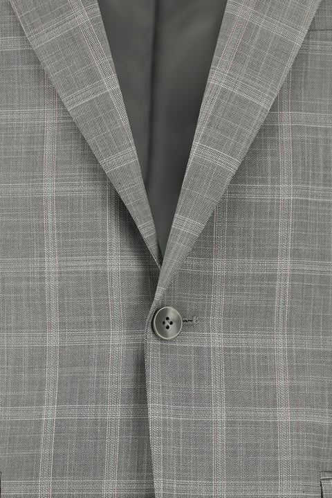 Açık Gri 4 Drop Relaxed Fit Rahat Kesim Ekose Takım Elbise