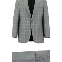 Orta Gri Relaxed Fit Rahat Kesim Klasik Ekose Takım Elbise