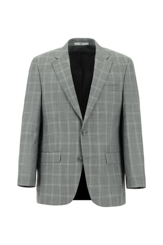  Orta Gri Relaxed Fit Rahat Kesim Klasik Ekose Takım Elbise