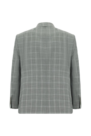  Orta Gri Relaxed Fit Rahat Kesim Klasik Ekose Takım Elbise