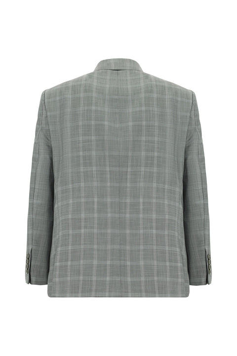 Orta Gri 4 Drop Relaxed Fit Rahat Kesim Ekose Takım Elbise