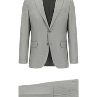 Orta Gri Slim Fit Dar Kesim Klasik Ekose Takım Elbise