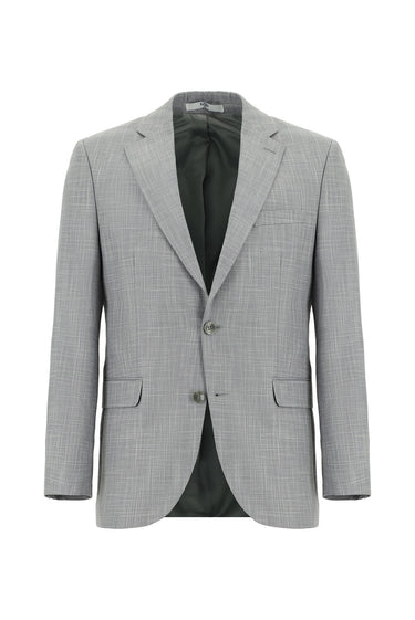  Orta Gri Slim Fit Dar Kesim Klasik Desenli Takım Elbise