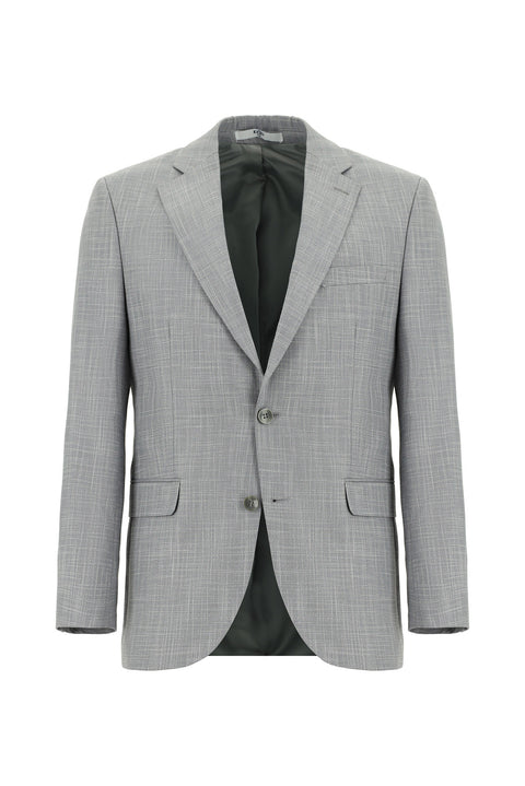 Orta Gri 7 Drop Slim Fit Dar Kesim Desenli Takım Elbise