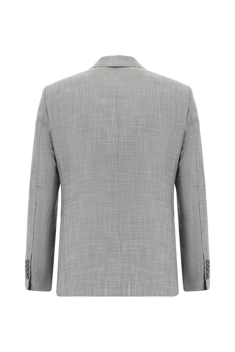 Orta Gri 7 Drop Slim Fit Dar Kesim Desenli Takım Elbise