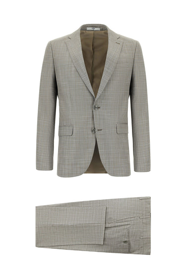  Orta Gri Regular Fit Klasik Ekose Takım Elbise