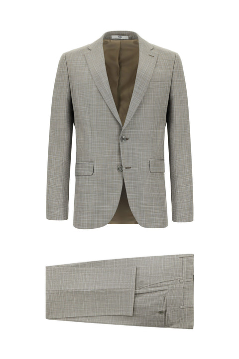 Orta Gri 6 Drop Regular Fit Standart Kesim Ekose Takım Elbise