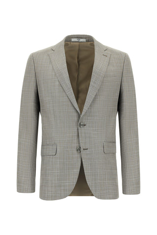  Orta Gri Regular Fit Klasik Ekose Takım Elbise