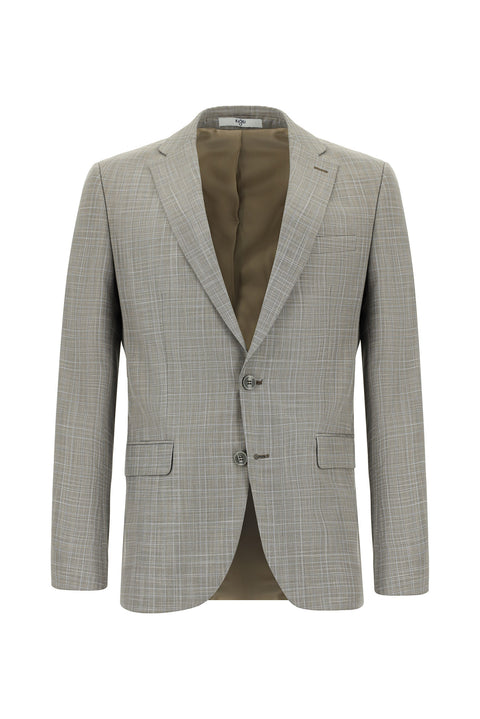 Orta Gri 6 Drop Regular Fit Standart Kesim Ekose Takım Elbise