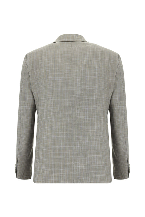 Orta Gri 6 Drop Regular Fit Standart Kesim Ekose Takım Elbise