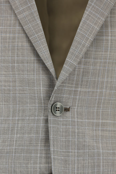 Orta Gri 6 Drop Regular Fit Standart Kesim Ekose Takım Elbise