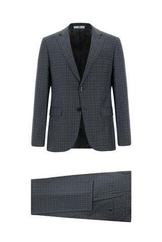  Orta Antrasit Regular Fit Klasik Ekose Takım Elbise