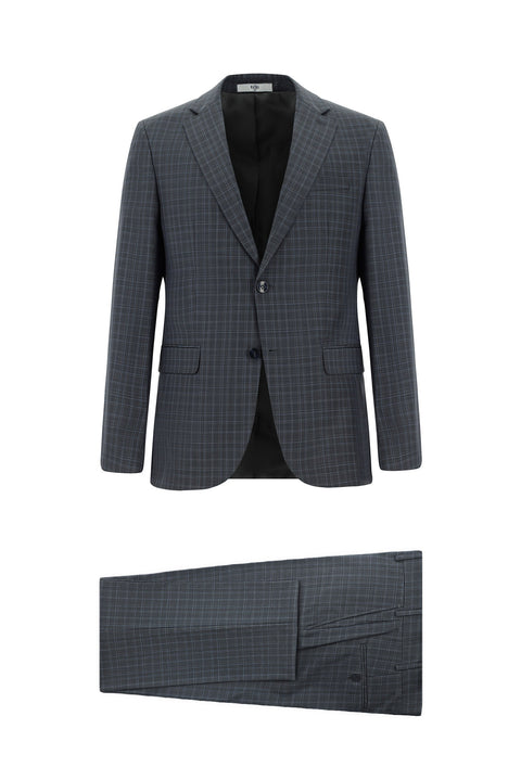 Orta Antrasit 6 Drop Regular Fit Standart Kesim Ekose Takım Elbise