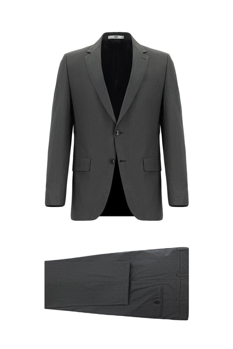 Orta Füme 6 Drop Regular Fit Standart Kesim Ekose Takım Elbise