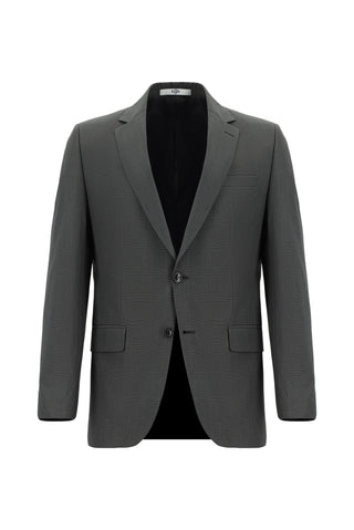  Orta Füme 6 Drop Regular Fit Standart Kesim Ekose Takım Elbise