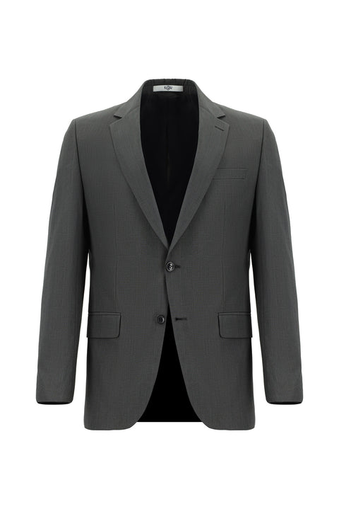 Orta Füme 6 Drop Regular Fit Standart Kesim Ekose Takım Elbise