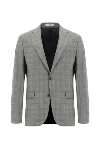  Orta Füme Regular Fit Klasik Ekose Takım Elbise