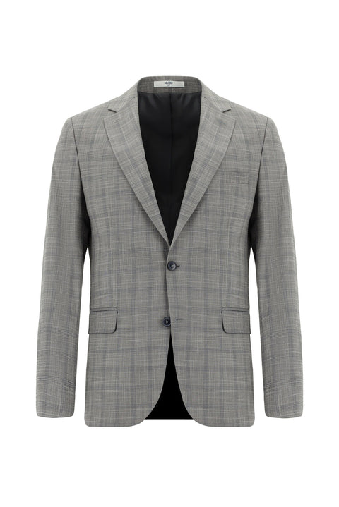 Orta Füme 6 Drop Regular Fit Standart Kesim Ekose Takım Elbise