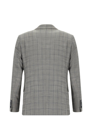  Orta Füme Regular Fit Klasik Ekose Takım Elbise