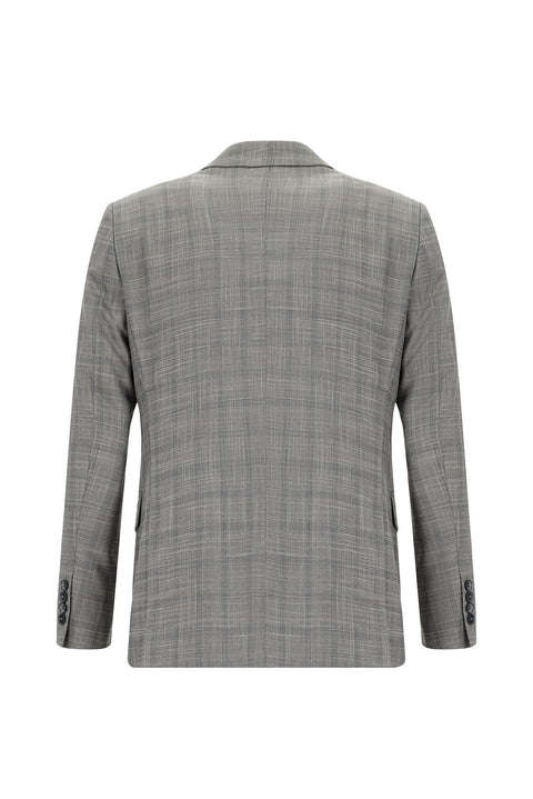 Orta Füme 6 Drop Regular Fit Standart Kesim Ekose Takım Elbise