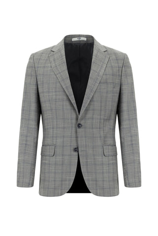  Koyu Füme Regular Fit Klasik Ekose Takım Elbise